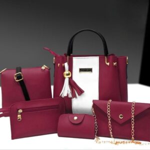 Stylish Women's PU Leather Hand Bag Set - 5 Pcs